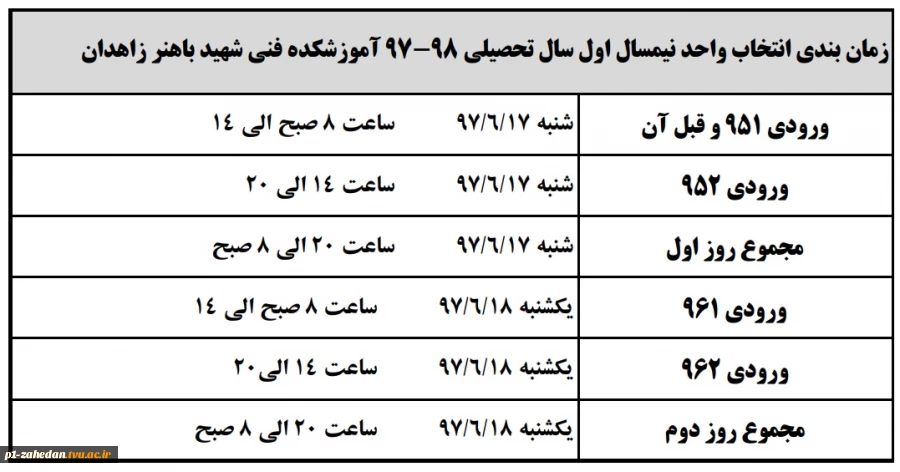 قابل توجه دانشجویان محترم